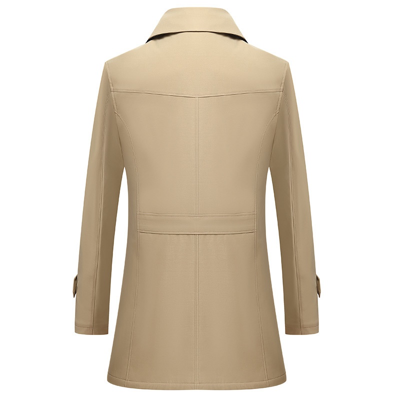 Damenbekleidung 2025 Neue große Größen Herren für Männer mittleren und jungen Alters Koreanischer Stil Slim Fit Einreiher Midi-Länge Trenchcoat_voghion.com