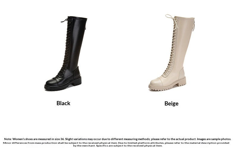 ShoeGlobe Women's Riding Autumn Winter 2025 New High Tube Casual Genuine Leather Long Boots British Style Thick Heel Fleece Lined_voghion.com