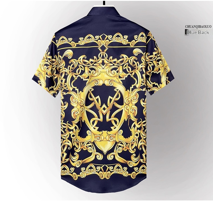 ForMen Gifan Belun European And American Style Short Sleeve Printed Slim Fit Men's Shirt Factory Supply_voghion.com