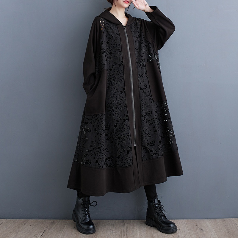Women's Clothing Summer Korean And Japanese New Style Elegant Casual Hooded Plus Size Loose Patchwork Cardigan Trench Coat_voghion.com