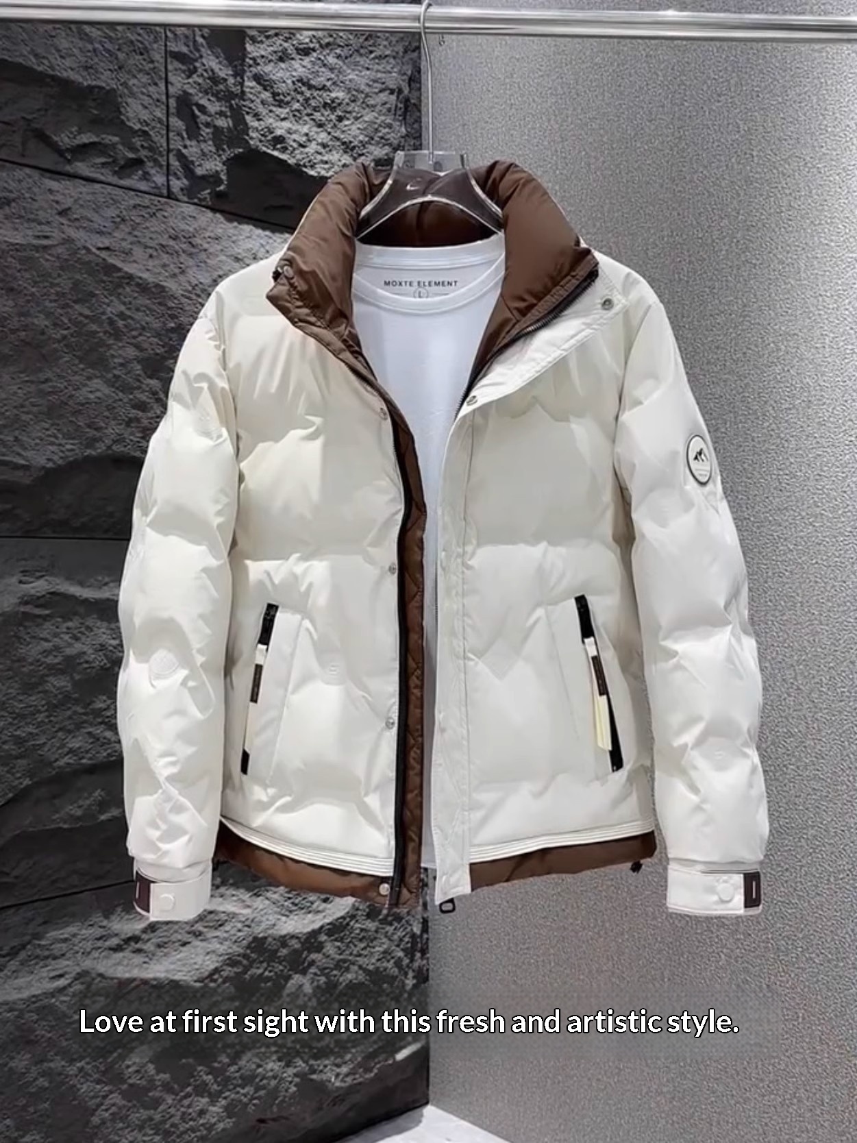 boy Down Jacket Stand Collar Winter New Thickened Color Block Warm Casual Short Coat Men's Trendy National Standard 50_voghion.com