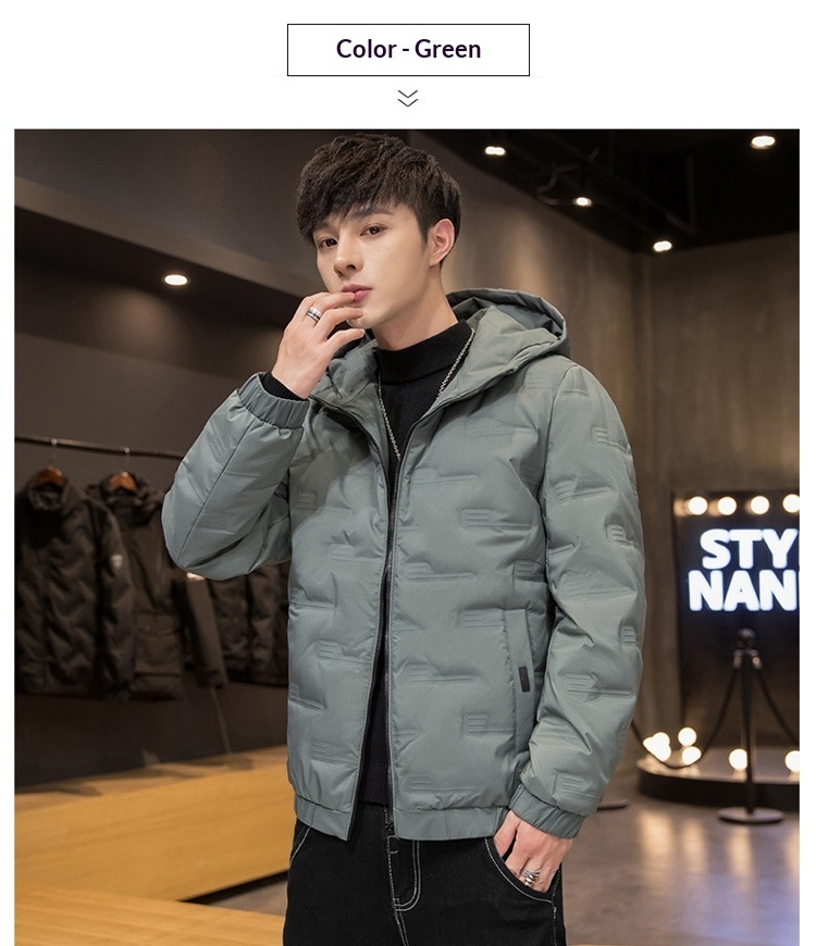 Jungen Herren Winterjacke Neue Mode Lässig Vielseitig Warm Jugend Kurz Kapuzenmantel Einfarbig Weiß Entendaunenmantel_voghion.com