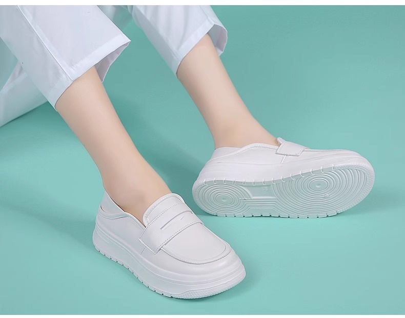 ShoeGlobe ShoeGlobe Dicke Sohle, atmungsaktiv, Sommer 2025, weiche Sohle, lässig, vielseitig, rutschfest, einzelner medizinischer Schuh, weiß, Damen, mittelhoher Absatz_voghion.com