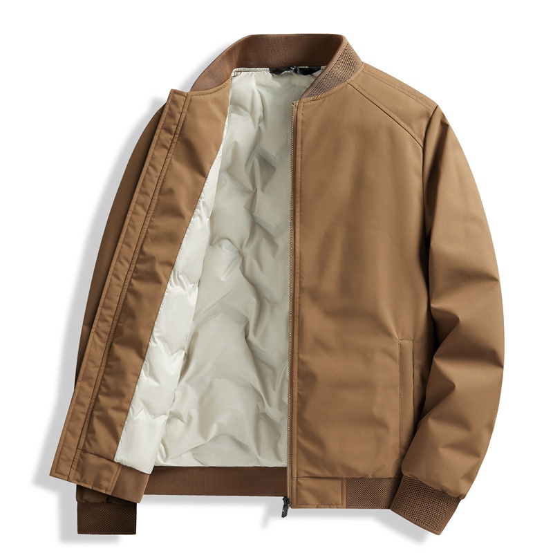 boy Cross-Border Baseball Collar Jacket Men's Winter Warmth Cold Protection 50% White Duck Down High-End Casual Coat Men_voghion.com