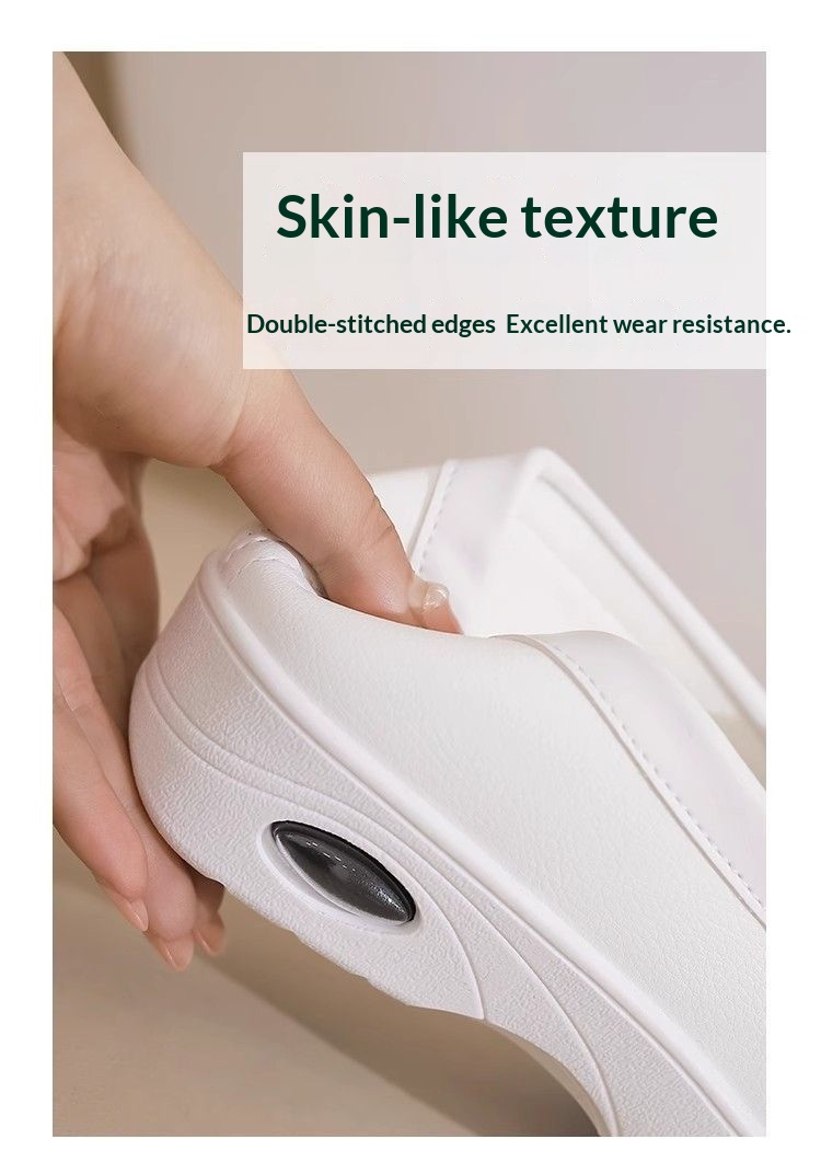 ShoeGlobe ShoeGlobe Air Cushion Nurse Shoes Women, White, Flat, Soft Height Increasing, Comfortable, Odor-Resistant, Non-Slip, Thick Sole,_voghion.com