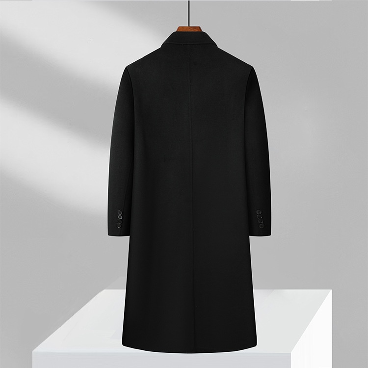 boy Boy Autumn Winter High-End Men's Bathrobe Style Long Over-the-Knee Double-Sided Cashmere With Tie Camel Wool Woolen Trench_voghion.com