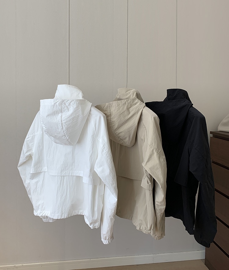 Women's Clothing Lu+ Lightweight Slimming Windproof Outdoor Long Sleeve Casual Sports Hooded Workwear Trench Coat Short Jacket_voghion.com