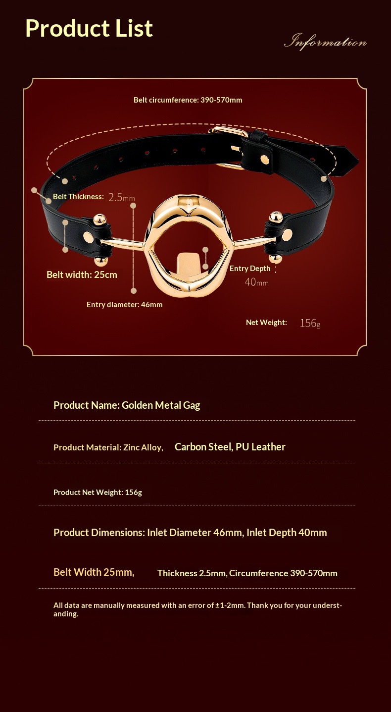 Eros Lab Rose Gold Ball SM Props Adult Erotic Flirting Metal Tongue Depression Mouth Gag Training Sex Aid Toys_voghion.com