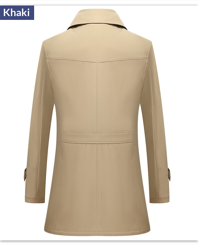 Damenbekleidung 2025 Neue große Größen Herren für Männer mittleren und jungen Alters Koreanischer Stil Slim Fit Einreiher Midi-Länge Trenchcoat_voghion.com