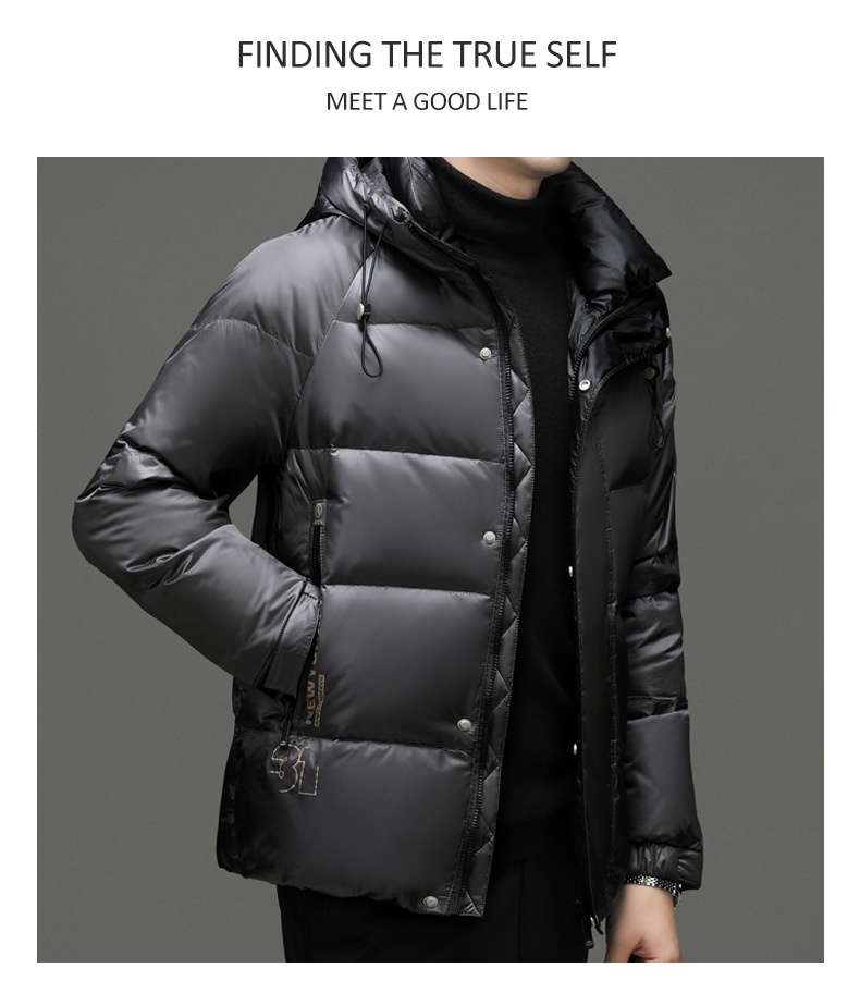 boy 2024 Winter Short Casual Hooded Jacket Fashion Loose Warm Goose Down Coat Men's Clothing_voghion.com