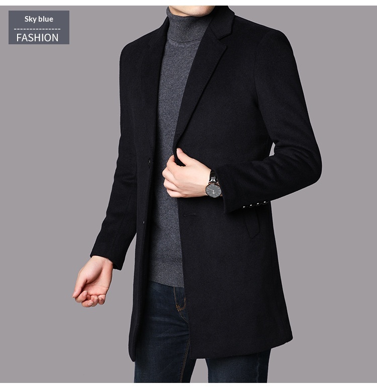 Boy Herrenmantel Herbst/Winter 2025 für junge und mittelalte Männer, mittellanger Trenchcoat mit Anzugkragen, warme Wolljacke_voghion.com