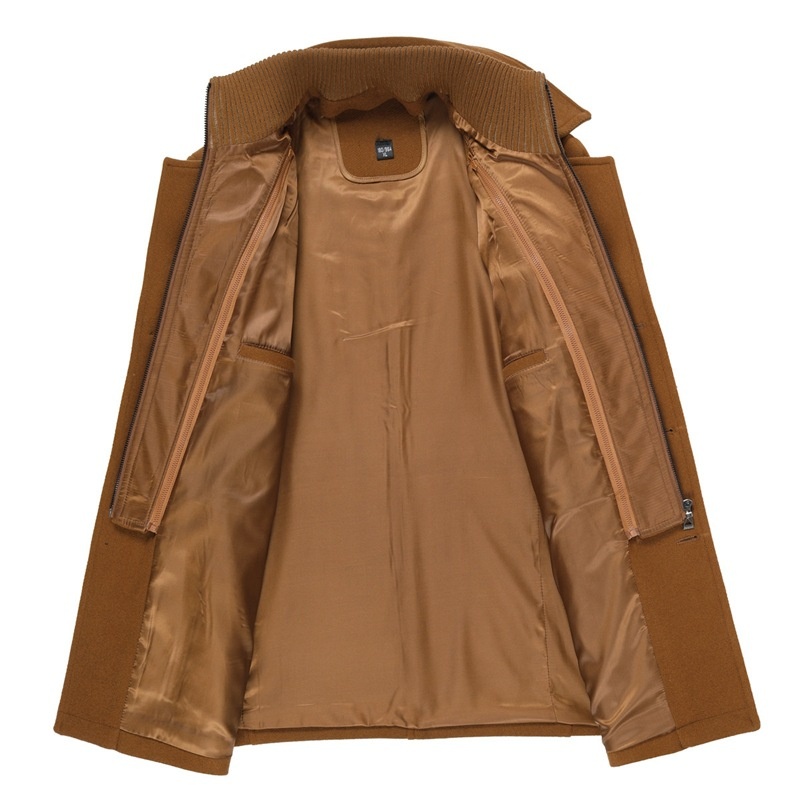 boy Boy Cross-Border Exclusive Autumn Winter Wool Double Layer Collar Neck Protection Men's Mid-Length Trench Casual Woolen Coat_voghion.com