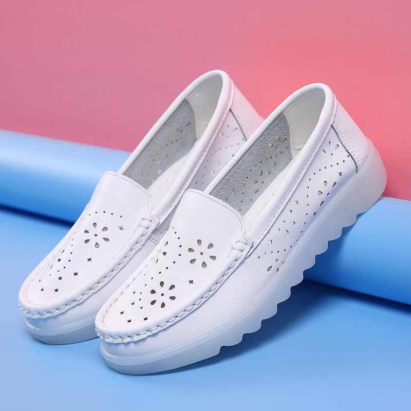 ShoeGlobe Damen-Krankenschwesterschuhe im neuen Stil, weiche Sohle, atmungsaktiv, bequem, rutschfest, medizinische Schuhe, flach, hohl, weiße Sommerschuhe für_voghion.com