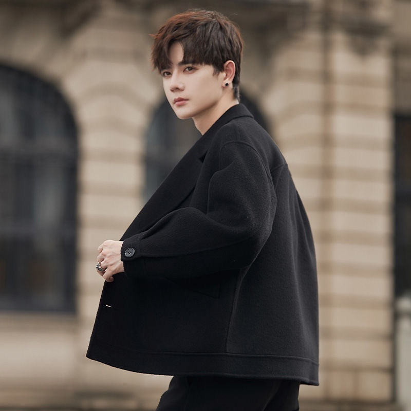 Kurzer Herrenmantel im koreanischen Stil – trendige, lässige und vielseitige Wolljacke für Herbst und Winter – hochwertige Qualität._voghion.com