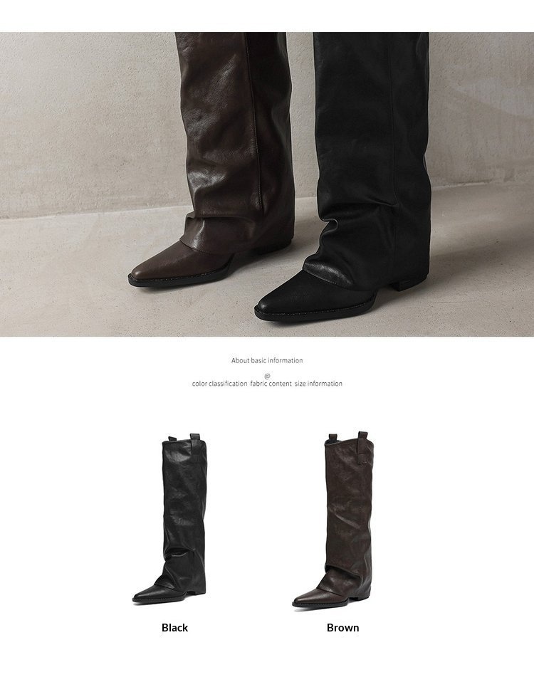 ShoeGlobe Echtleder-Version! Schwarze, gerade geschnittene Overknee-Reitstiefel für Damen mit spitzer Zehenpartie und erhöhter Körpergröße._voghion.com