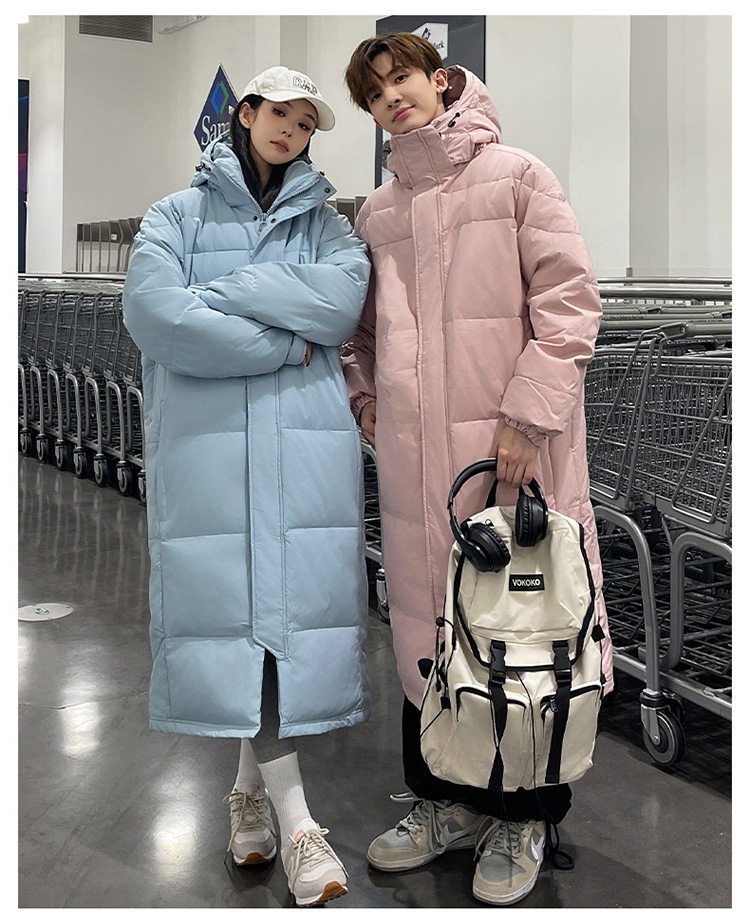 Erkek Kış Ekstra Uzun Diz Üstü Ceket Erkek Kalınlaştırılmış Zhonxi Mont Çift Stil Siyah Beyaz Kaz Tüyü Sanat Sınavı_voghion.com