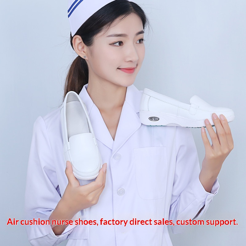 ShoeGlobe Nurse Weiße Damen-Schuhe mit Luftpolsterung, weich, bequem, atmungsaktiv, rutschfest, dicke Sohle, versteckter Keilsohle, ideal für Frühling und Sommer_voghion.com