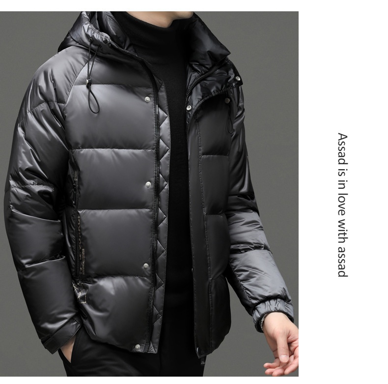 boy 2024 Winter Short Casual Hooded Jacket Fashion Loose Warm Goose Down Coat Men's Clothing_voghion.com