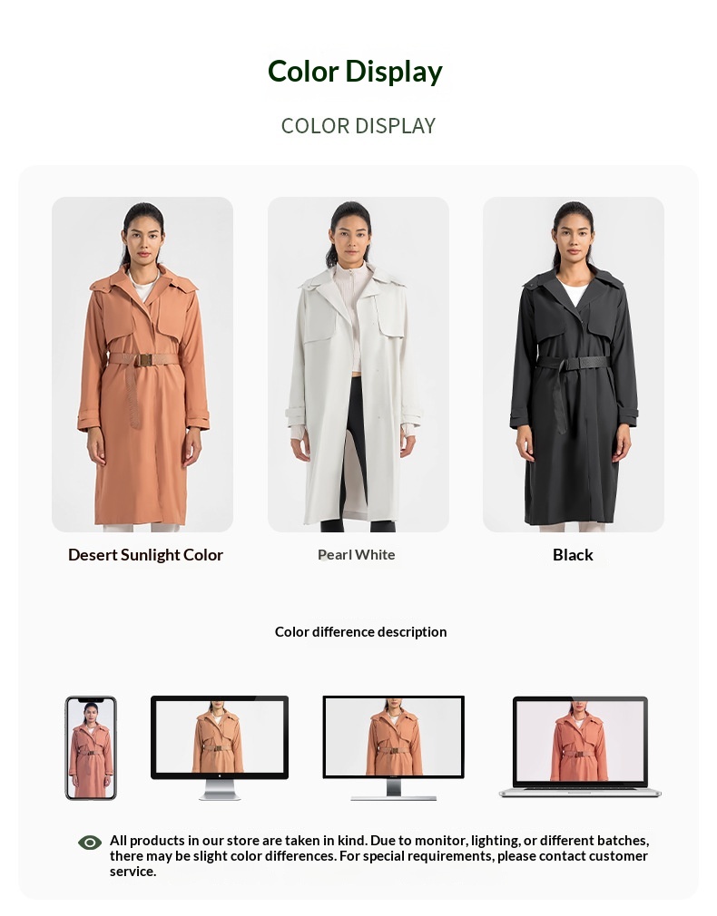 Women's Autumn Winter New Hooded Turn-down Collar Long Trench Coat Waist Slimming Windproof Waterproof Breathable Outdoor Casual_voghion.com