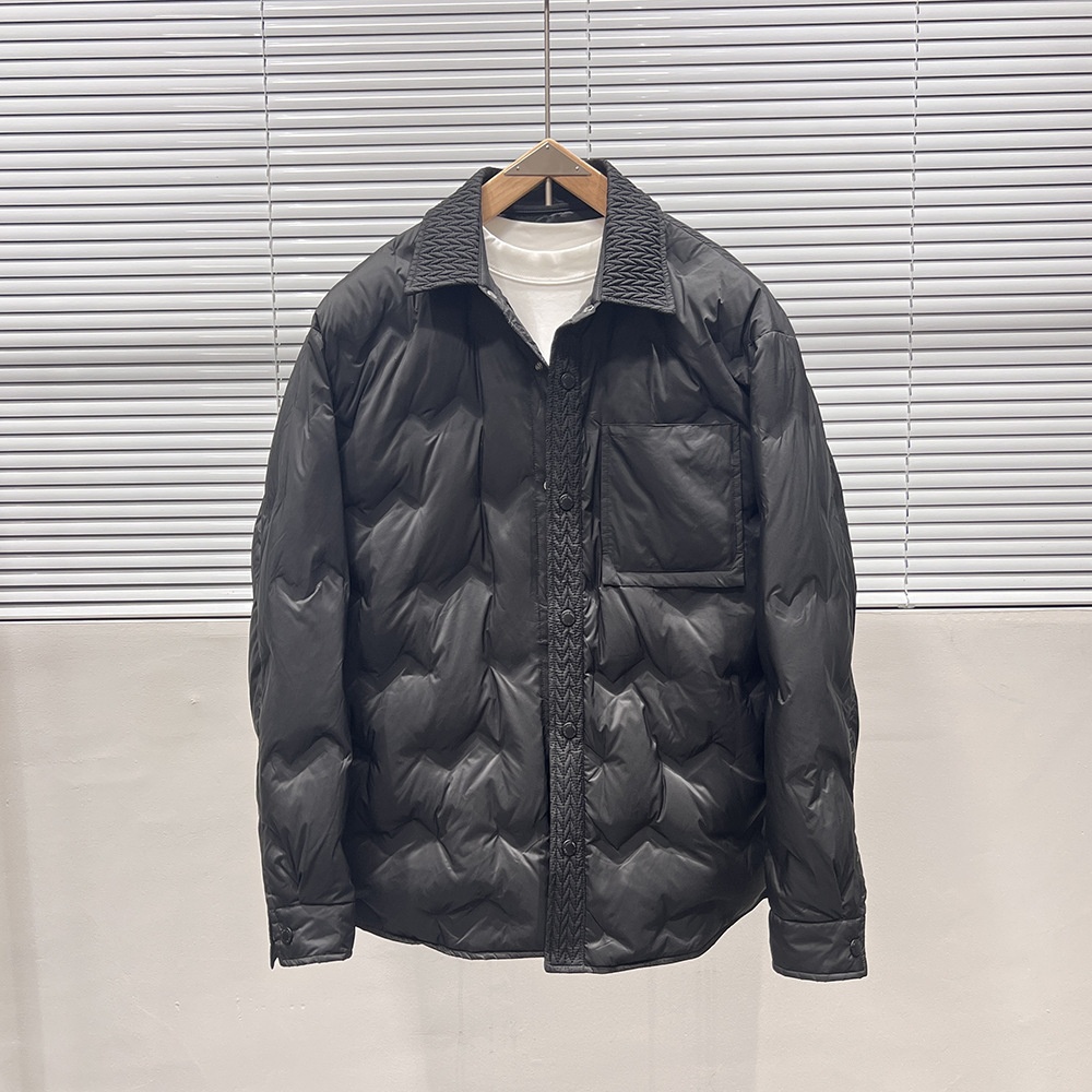 boy 2024 New Cold-Proof Shirt Wheat Ear Pattern Splicing Small Turn-Down Collar Thin Trendy Men's Down Jacket Coat_voghion.com