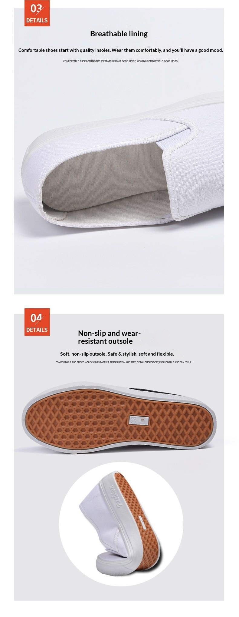 ShoeGlobe Krankenschwesterschuhe für Damen und Herren, rutschfeste, fleecegefütterte, warme Baumwollschuhe mit weicher Sohle, weiße Schuhe, Slip-On Old North Arbeitsschuhe aus Stoff für_voghion.com