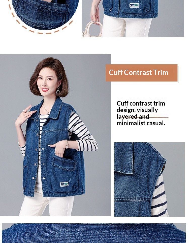 Women's Spring And Autumn New Denim Vest Women, Loose Fit, Plus Size, Fashionable, Casual, Slimming, Sleeveless Jacket_voghion.com