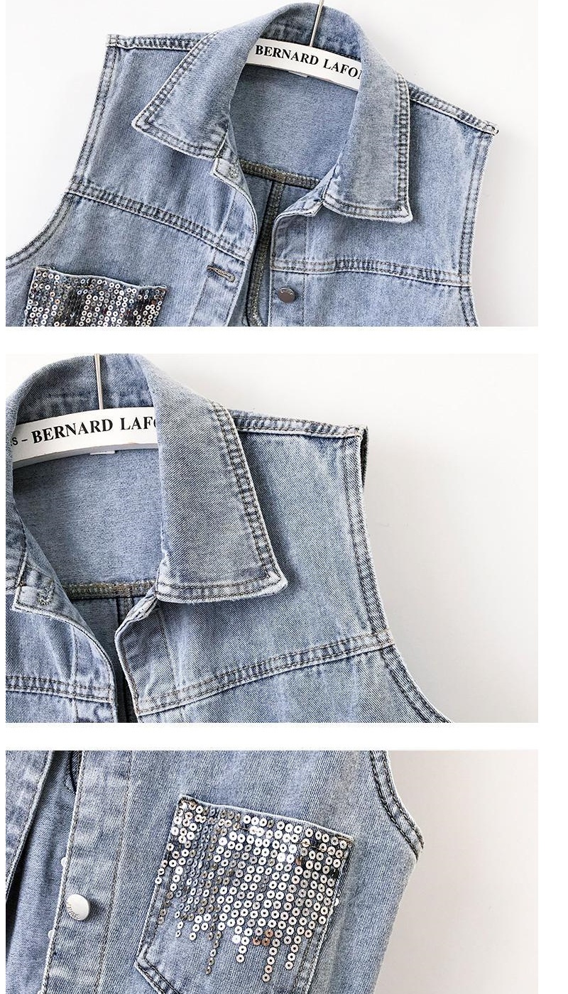 2023 Women's Fashion Sequin Plus Size Denim Women, Korean Style Short Vest For Spring And Autumn, Hot Selling Cross-Border_voghion.com