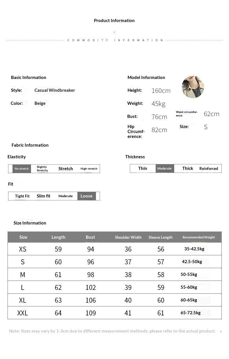 Damenjacke 2025 Neuer Stil Kurz Locker Vielseitig Lässig Herbst Petite Trenchcoat_voghion.com