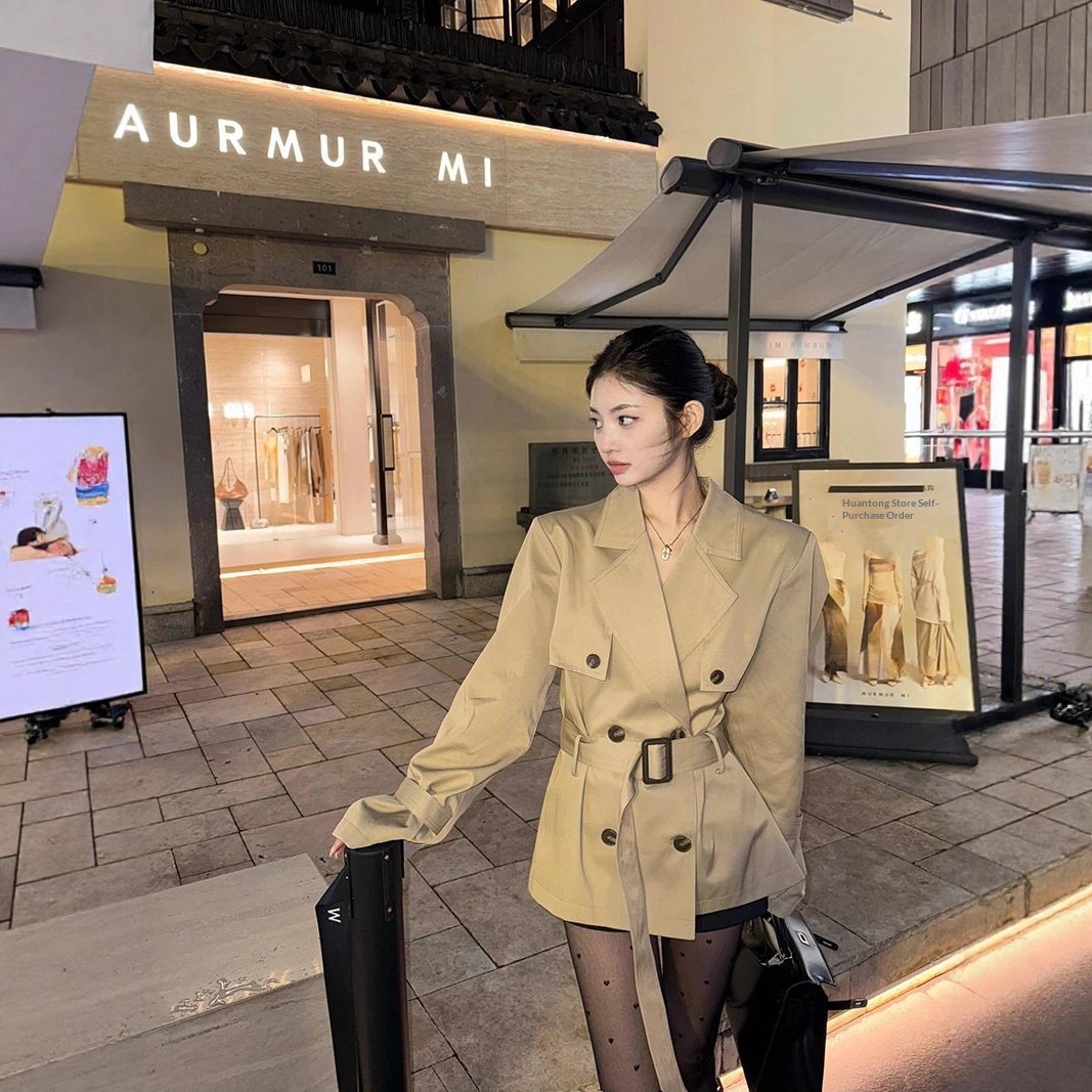 2025 Spring And Autumn New British Style Petite Waist-Cinching Elegant Short Coat For Women Korean High-End Trench Women's Clothing_voghion.com