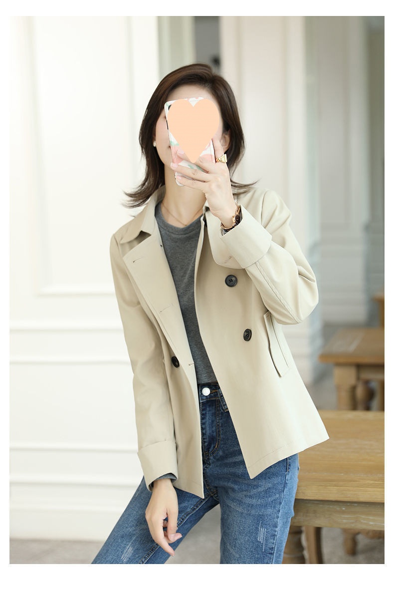 Damenjacke 2025 Neuer Stil Kurz Locker Vielseitig Lässig Herbst Petite Trenchcoat_voghion.com