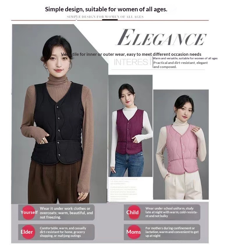 Damen Herbst Winter Neuer Stil Damen mit Fleece, Modische koreanische Version, Vielseitige, dick gefütterte, warme Weste zum Drunterziehen und_voghion.com