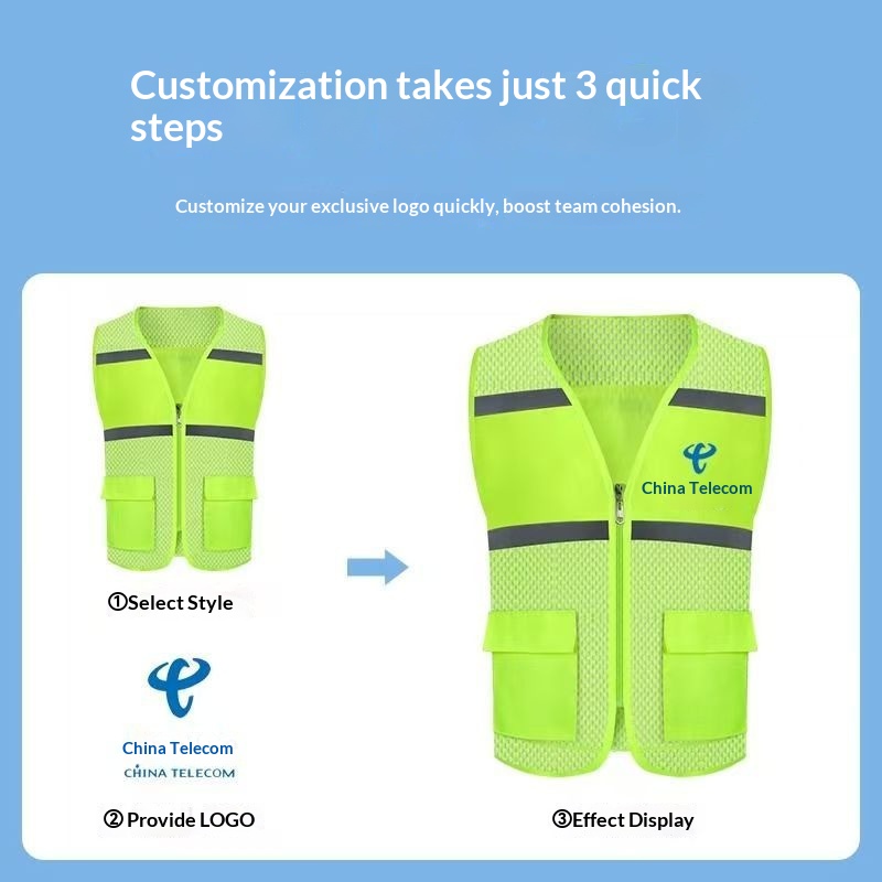 Women's Summer Breathable Reflective Fishnet Style Vest Volunteer Logistics Takeaway Promotion Work Clothes Can Be Printed_voghion.com