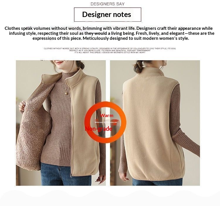 Neue, gefütterte Damen-Fleeceweste Herbst/Winter 2025, elegante Oberbekleidung im Western-Stil_voghion.com