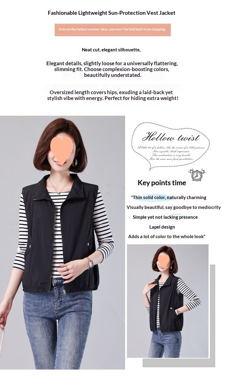 2025 New Women's Clothing For Middle-aged Moms, Stylish Thin Women's Short Outerwear, Small Size Summer Sleeveless Vest_voghion.com