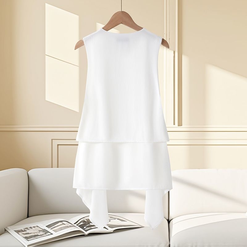 Women's Chiffon Vest For Women, Mid-Length, Thin, Summer Slimming, Korean Style, Sleeveless, Fashionable Vest, Cardigan, New_voghion.com