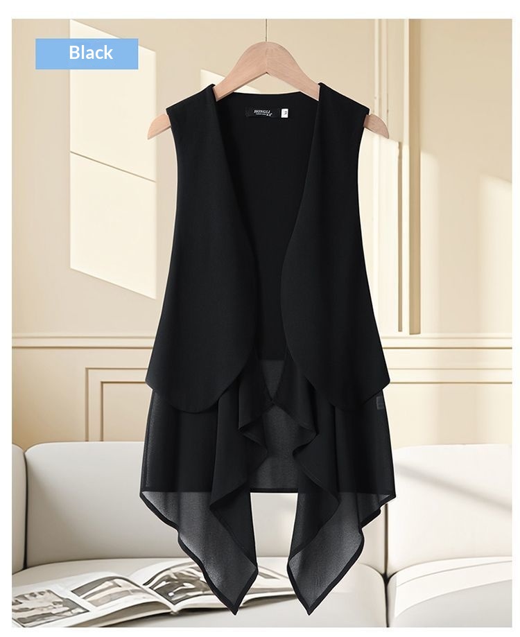 Women's Chiffon Vest For Women, Mid-Length, Thin, Summer Slimming, Korean Style, Sleeveless, Fashionable Vest, Cardigan, New_voghion.com