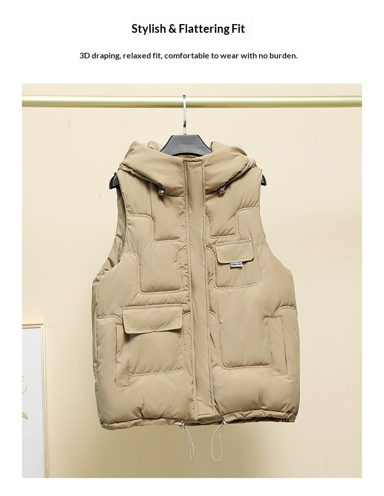 Herbst/Winter 2023: Neue figurformende Kapuzenweste im koreanischen Stil mit Wattierung für Damen_voghion.com