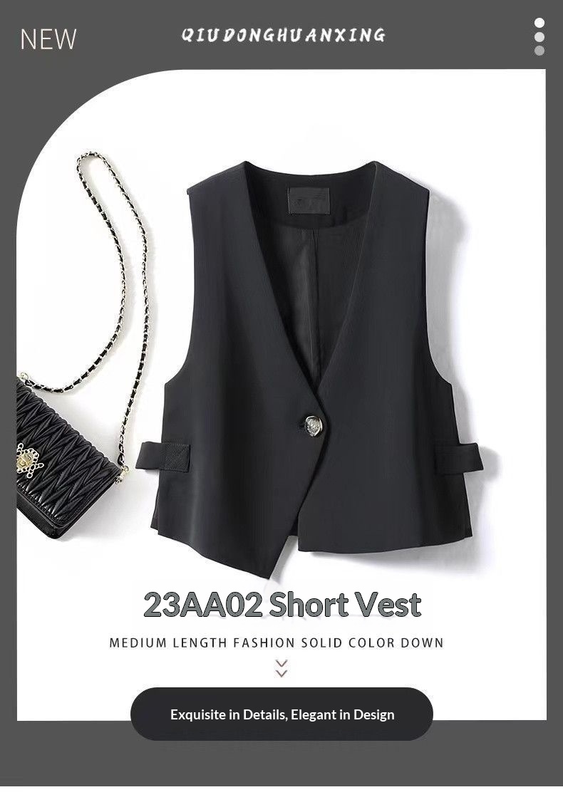 2025 Spring And Autumn New Korean Fashion Stylish Waistcoat Vest Blazer Jacket For Women_voghion.com