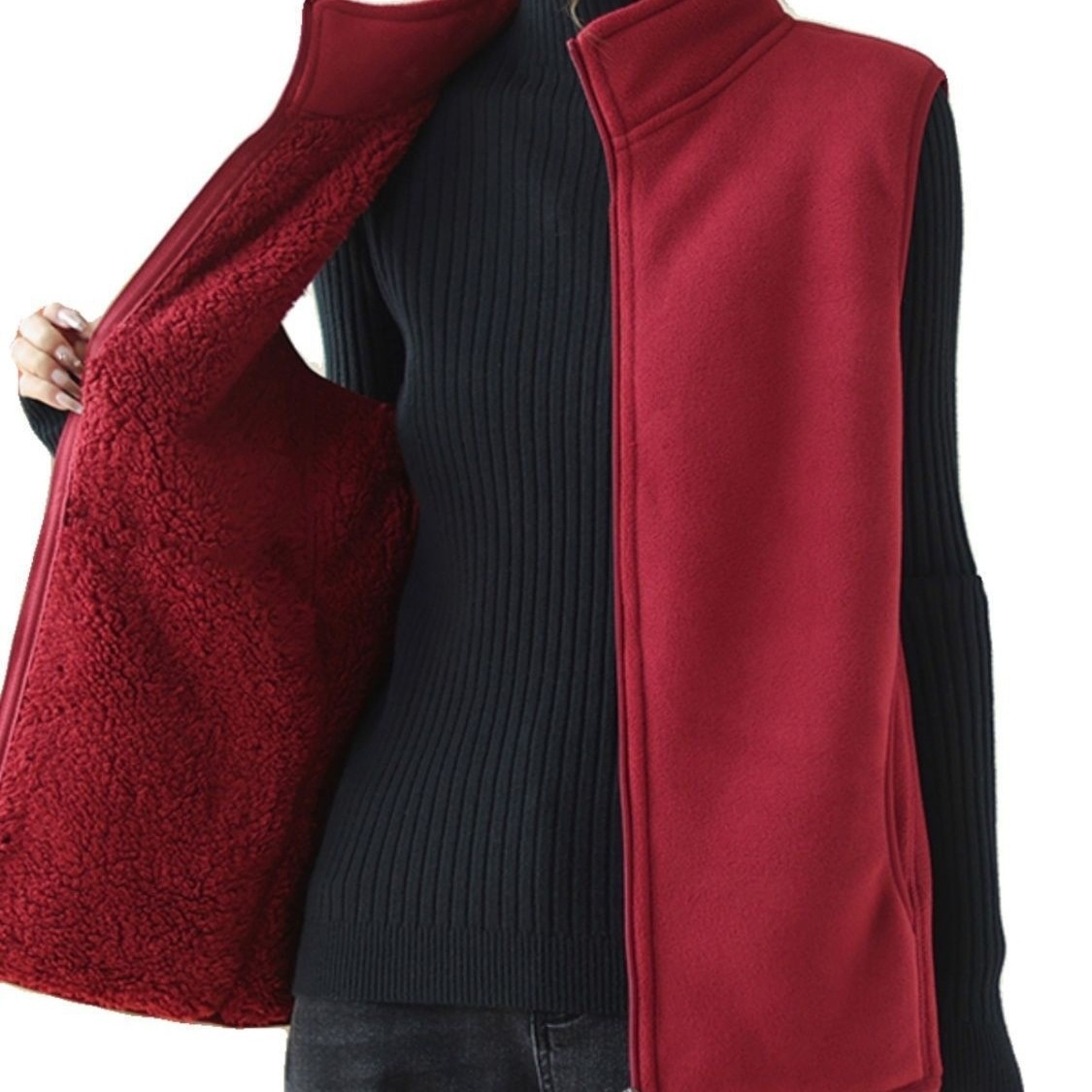 Neue, gefütterte Damen-Fleeceweste Herbst/Winter 2025, elegante Oberbekleidung im Western-Stil_voghion.com