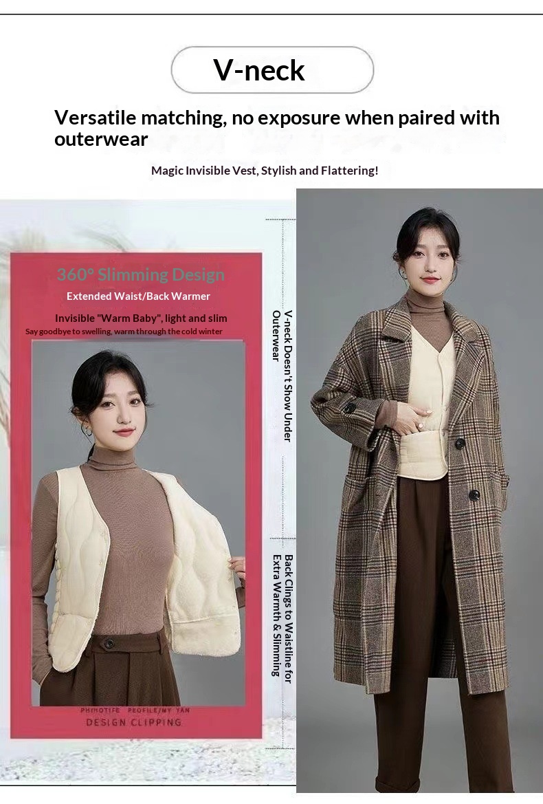 Damen Herbst Winter Neuer Stil Damen mit Fleece, Modische koreanische Version, Vielseitige, dick gefütterte, warme Weste zum Drunterziehen und_voghion.com