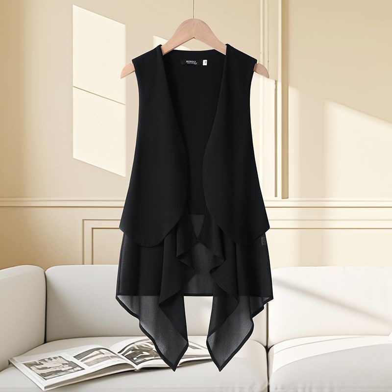 Women's Chiffon Vest For Women, Mid-Length, Thin, Summer Slimming, Korean Style, Sleeveless, Fashionable Vest, Cardigan, New_voghion.com