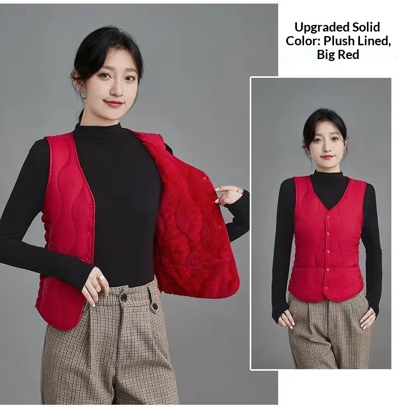 Damen Herbst Winter Neuer Stil Damen mit Fleece, Modische koreanische Version, Vielseitige, dick gefütterte, warme Weste zum Drunterziehen und_voghion.com