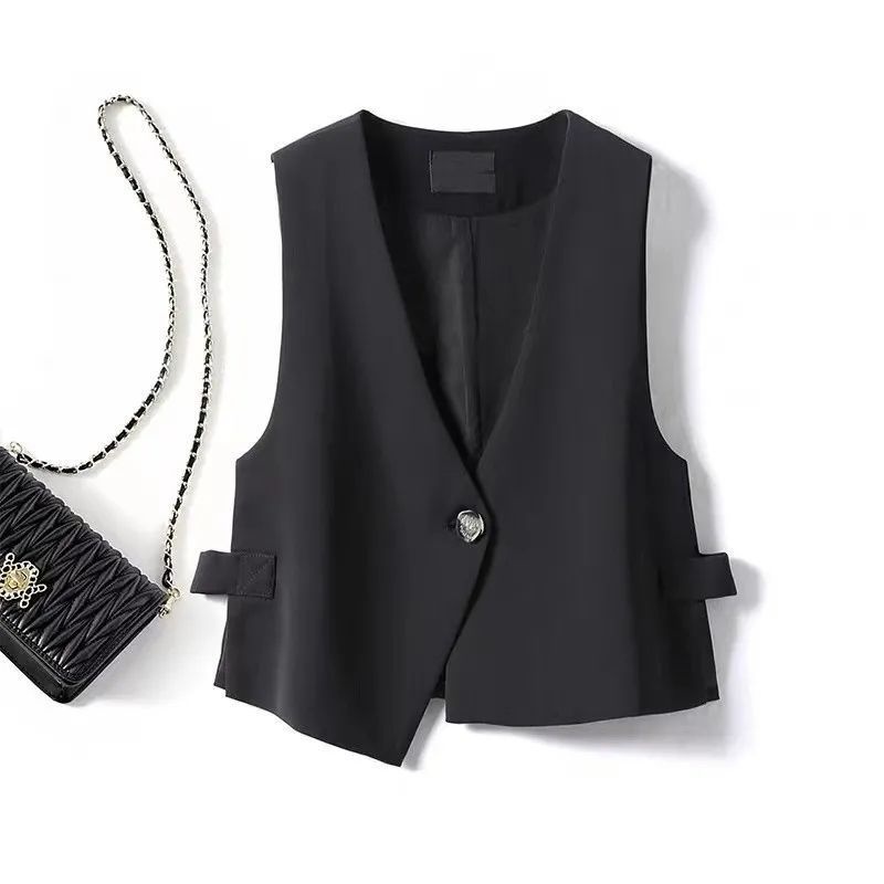 2025 Spring And Autumn New Korean Fashion Stylish Waistcoat Vest Blazer Jacket For Women_voghion.com