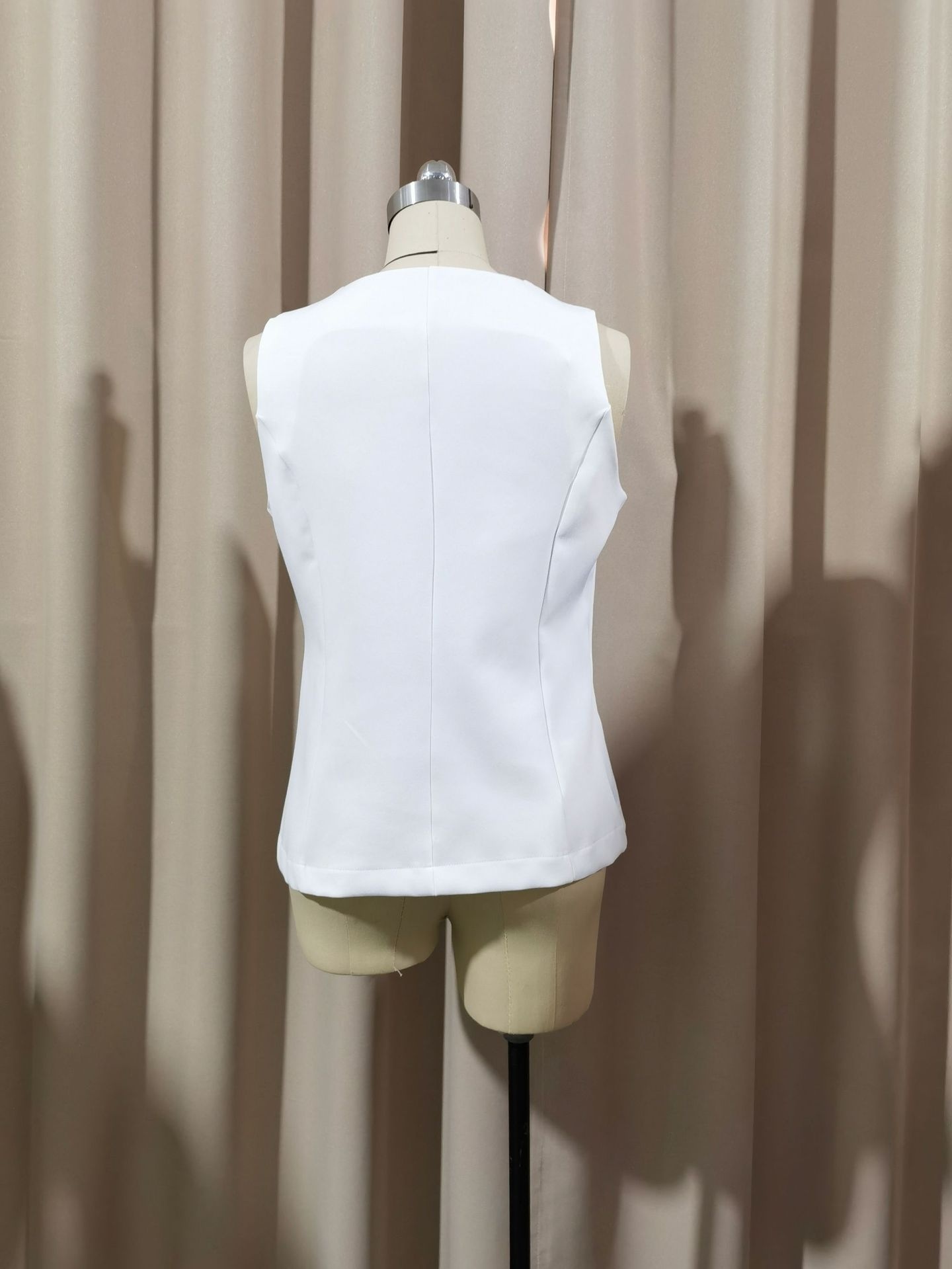 Women's Clothing Summer European And American Women's Cross-Border New Commuter Simple Fashion Button Solid Color Casual Top Round Neck_voghion.com