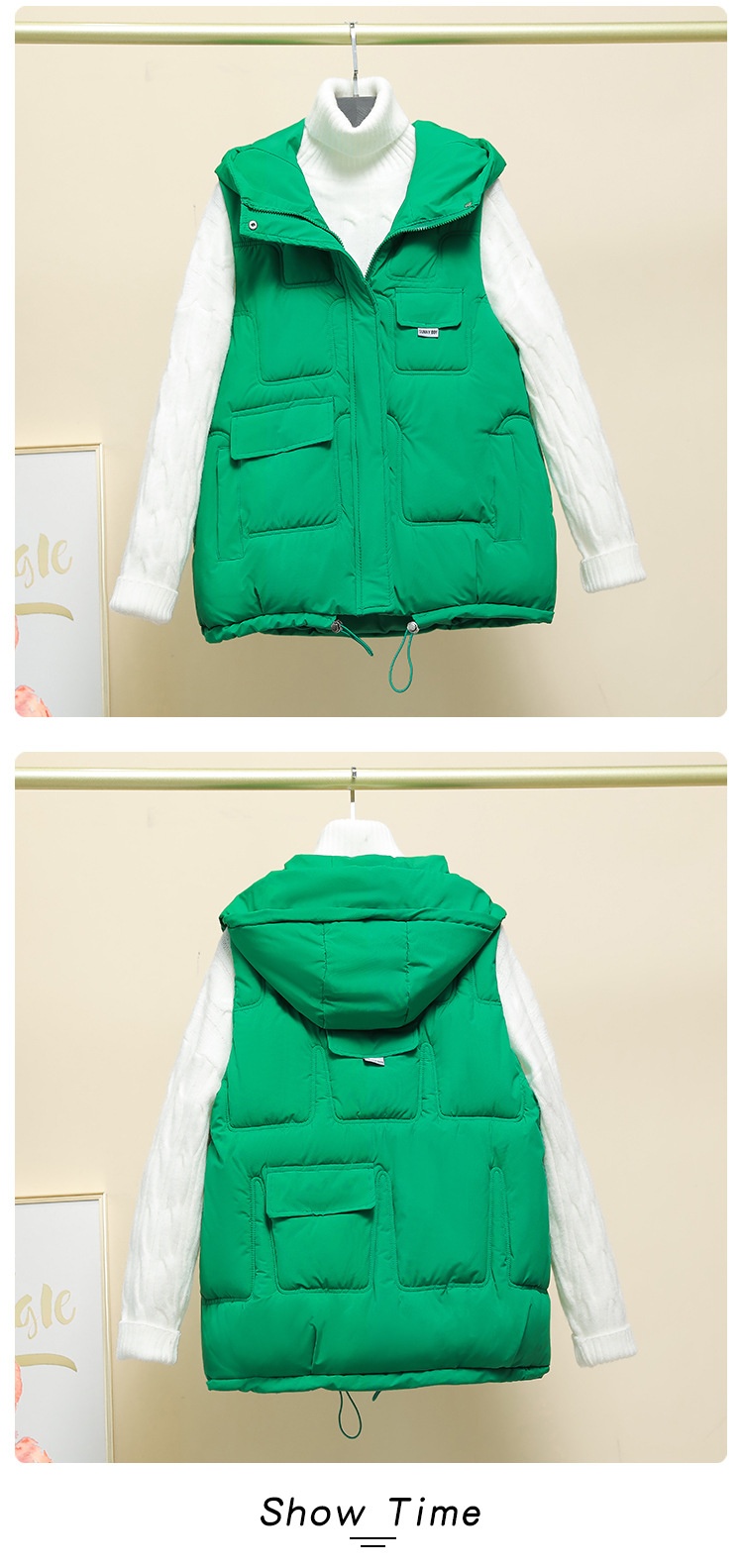 Herbst/Winter 2023: Neue figurformende Kapuzenweste im koreanischen Stil mit Wattierung für Damen_voghion.com