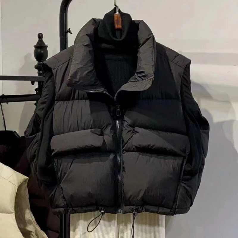2025 Herfst Winter Nieuwe Mode Down Katoenen Opstaande Kraag Studenten Vest Jas Dames Koreaanse Stijl Effen Kleur Losse Pasvorm_voghion.com