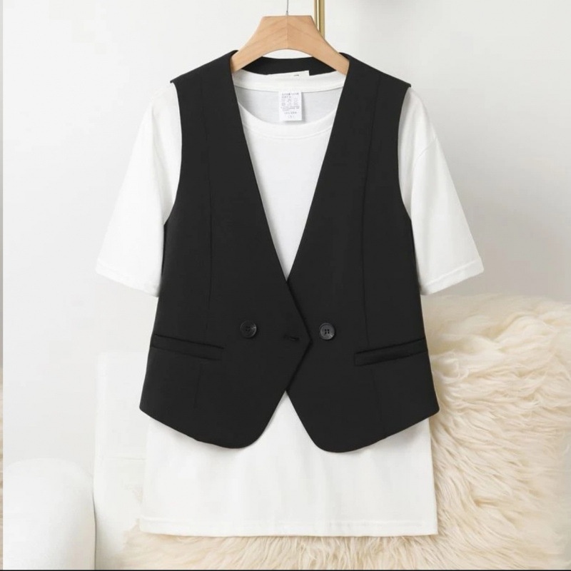 2025 Kadın Slim Fit Yeni İlkbahar ve Sonbahar İnceltici Çift Sıralı Şık Şık Yelek Kadınlar İçin Üreticiden Doğrudan_voghion.com