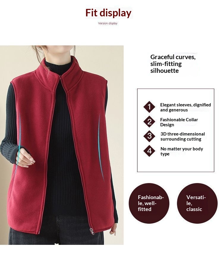 Neue, gefütterte Damen-Fleeceweste Herbst/Winter 2025, elegante Oberbekleidung im Western-Stil_voghion.com