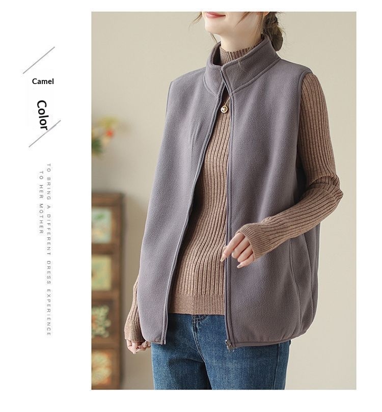 Neue, gefütterte Damen-Fleeceweste Herbst/Winter 2025, elegante Oberbekleidung im Western-Stil_voghion.com