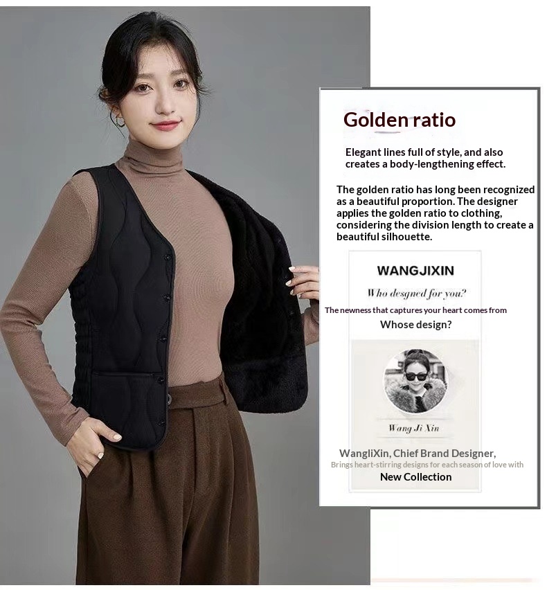 Damen Herbst Winter Neuer Stil Damen mit Fleece, Modische koreanische Version, Vielseitige, dick gefütterte, warme Weste zum Drunterziehen und_voghion.com